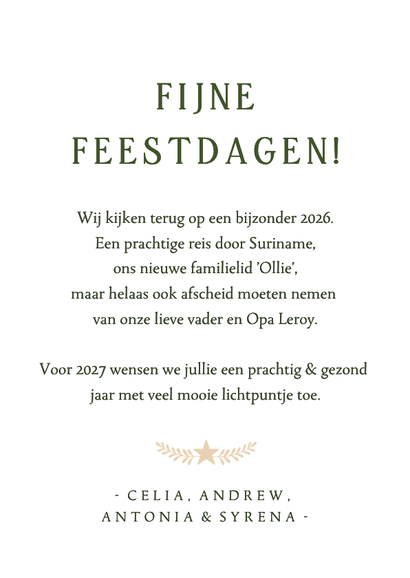 Stijlvolle klassieke groene kerstkaart boogvorm met foto Achterkant