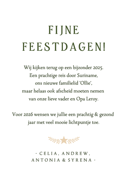 Stijlvolle klassieke groene kerstkaart boogvorm met foto Achterkant