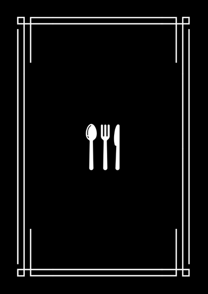 Stijlvolle stoere poster menukaart communie met foliedruk  Achterkant