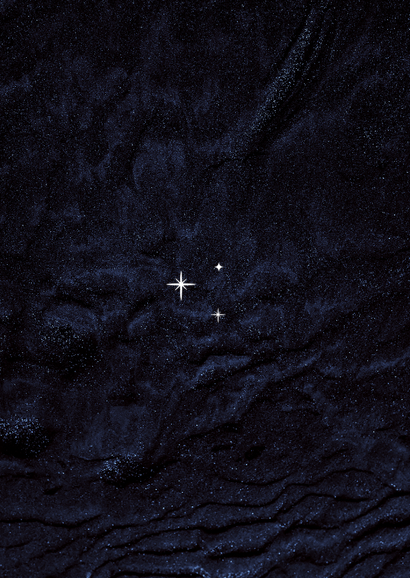 Stijlvolle trouwkaarten blauw fluweel met gouden sterretjes Achterkant