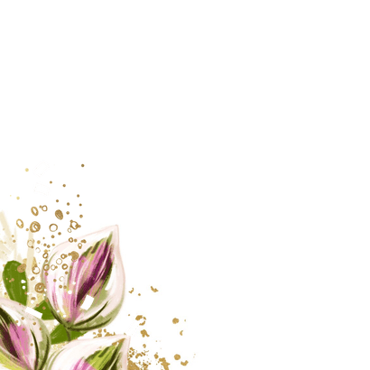 Stijlvolle uitnodiging tuinfeest samen 90 gezin planten goud Achterkant