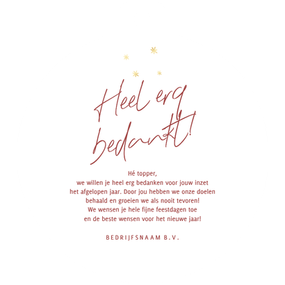Stijlvolle zakelijke kerstkaart goud bordeaux Achterkant