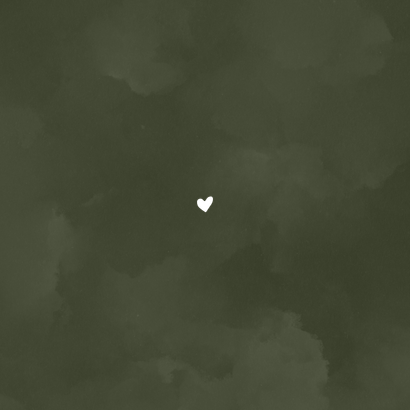 Stoer waterverf geboortekaartje met goud in donkergroen Achterkant