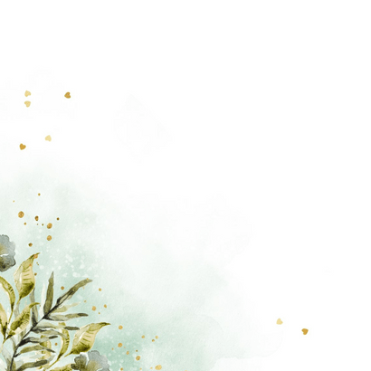 Trendy bedankkaart botanische bladeren watercolour goud Achterkant