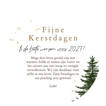 Trendy kerstkaart boho watercolor foto sterren goud Achterkant