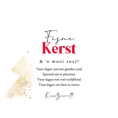 Trendy kerstkaart botanische takken foto goudlook Achterkant