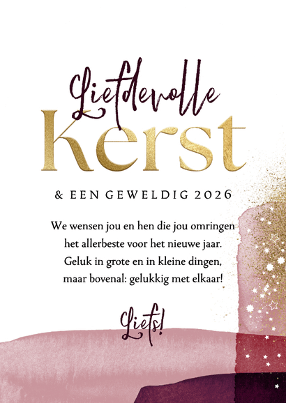 Trendy kerstkaart liefdevolle kerst hart watercolor foto  Achterkant