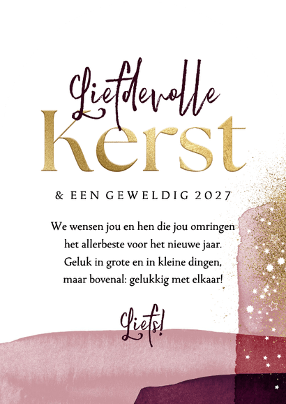 Trendy kerstkaart liefdevolle kerst hart watercolor foto Achterkant