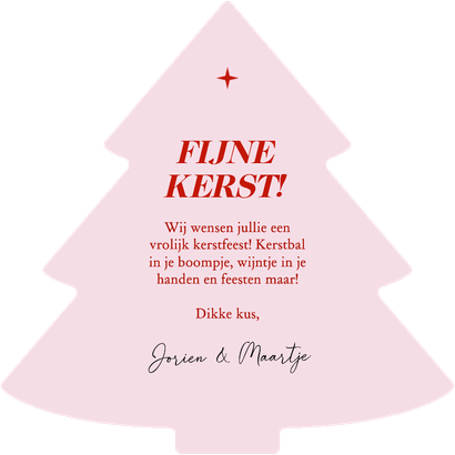 Trendy roze gestreepte kerstkaart ho ho ho Achterkant