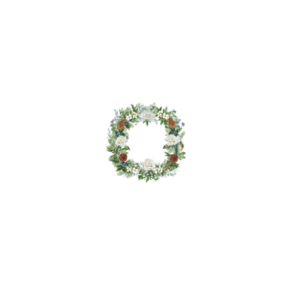 Trouwkaart botanische krans winter Achterkant