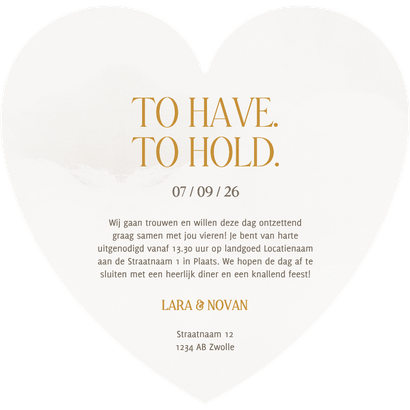 Trouwkaart in hartvorm stijlvol met marmereffect Achterkant