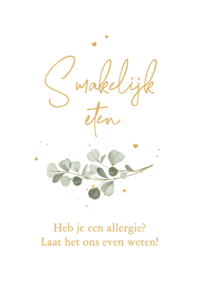 Trouwkaart met boog tafelschikking eucalyptus stijlvol Achterkant