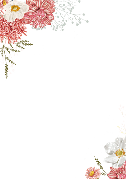 Trouwkaart save the date dahliabloemen en herfstanemoon  Achterkant