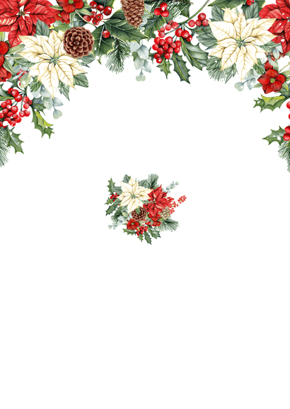 Trouwkaart save the date kerstster met kersttakken Achterkant