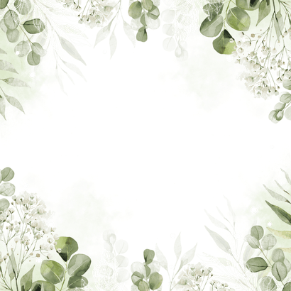 Uitnodiging 50 jaar met waterverf en botanische takjes Achterkant