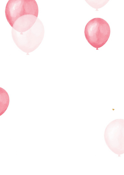 Uitnodiging babyborrel kraamfeest ballonnen hartjes foto Achterkant