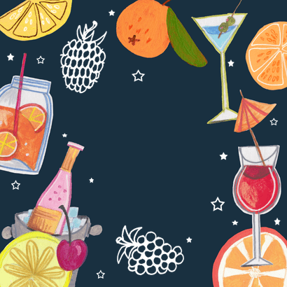 Uitnodiging cocktail feestje 50 jaar Achterkant