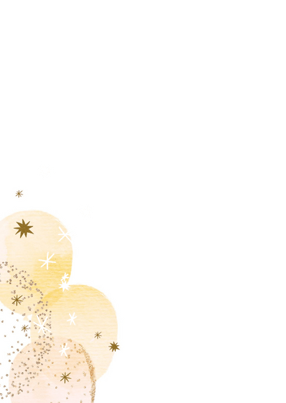 Uitnodiging 'Feestje' 30ste verjaardag ballonnen sterren Achterkant