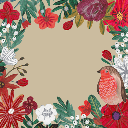 Uitnodiging Feestje 75 Bloemen Botanisch Winter Achterkant