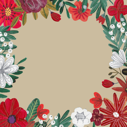 Uitnodiging feestje 80 bloemen botanisch winter Achterkant