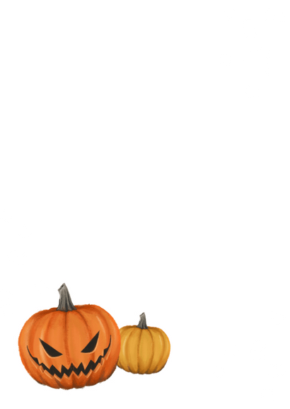 Uitnodiging halloweenfeest pompoenen confetti goud Achterkant
