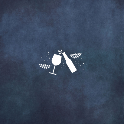 Uitnodiging huwelijksjubileum goudfolie met bier en wijn Achterkant