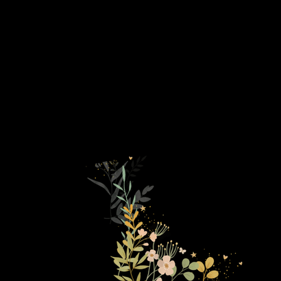 Uitnodiging jubileumfeest bloemen en hartjes  Achterkant