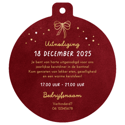 Uitnodiging kerstdiner zakelijk doodle goud stijlvol Achterkant