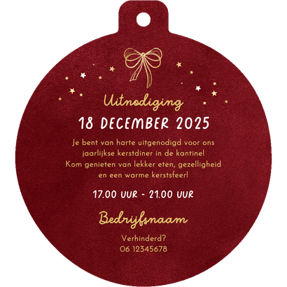 Uitnodiging kerstdiner zakelijk doodle goud stijlvol Achterkant