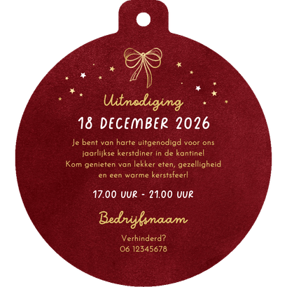 Uitnodiging kerstdiner zakelijk doodle goud stijlvol Achterkant