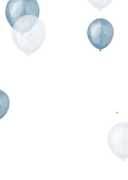 Uitnodiging kraamfeest ballonnen hartjes babyborrel Achterkant