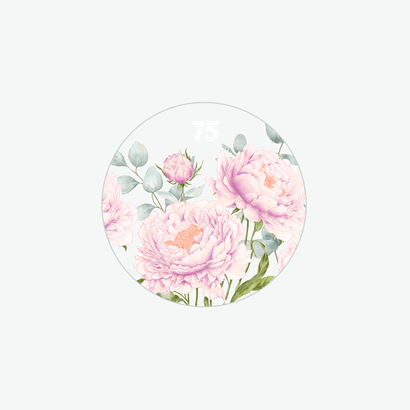 Uitnodiging roze pioenrozen met eucalyptus Achterkant