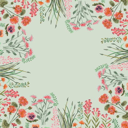 Uitnodiging veldbloemen verjaardagsfeestje Achterkant