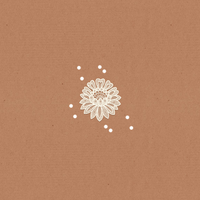 Uitnodiging verjaardagsfeest vrouw vintage kant kraft foto Achterkant