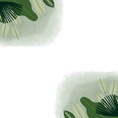 Uitnodiging vormsel hip met planten en gouden spetters Achterkant