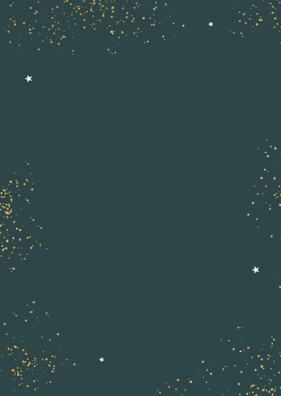 Uitnodigingskaart birthday party goud spetters sterren foto Achterkant