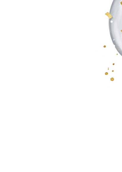 Uitnodigingskaart goud getal ballonnen confetti fotos Achterkant