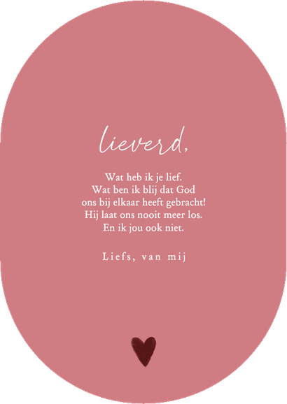 Valentijnskaart ovaal christelijk liefhebben roze hartjes Achterkant