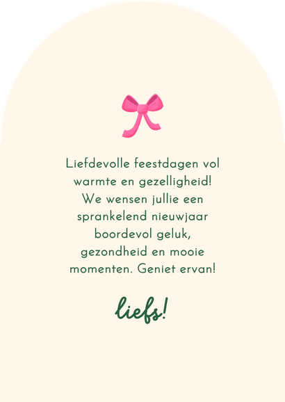 Vrolijke kerstkaart boogvorm met foto en typografie Achterkant