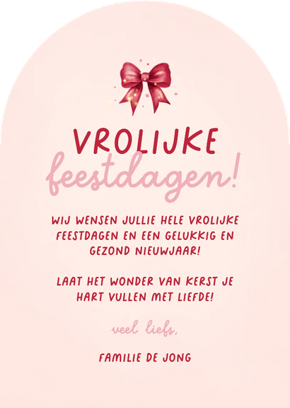 Vrolijke kerstkaart met kerstboom in boogvorm Achterkant