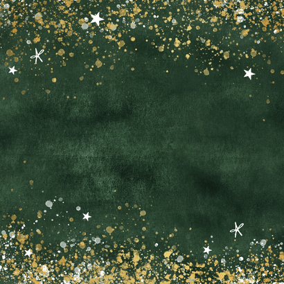 Zakelijke kerstkaart 2024 goud spetters sterren groen Achterkant