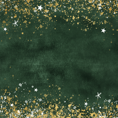 Zakelijke kerstkaart 2026 goud spetters sterren groen Achterkant