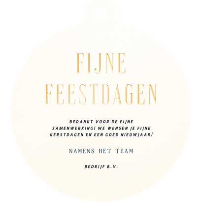 Zakelijke kerstkaart 2027 in kerstbalvorm met sneeuw Achterkant