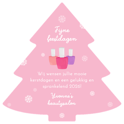 Zakelijke kerstkaart beauty kerstboom nagellak fotocollage Achterkant