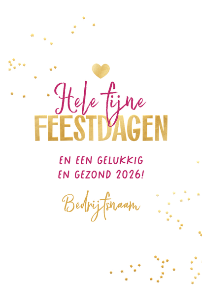 Zakelijke kerstkaart bedankt 2026 goud roze kerst boogvorm Achterkant