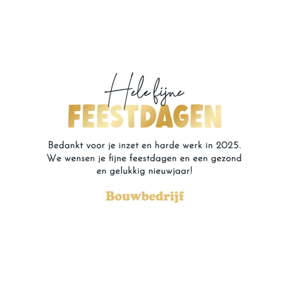 Zakelijke kerstkaart bouw bedankt gereedschap hart sterren Achterkant
