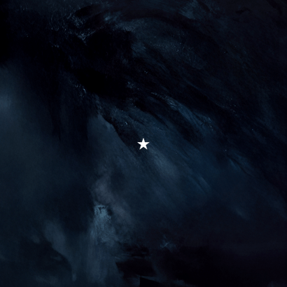 Zakelijke kerstkaart donkerblauw bedankt waterverf Achterkant