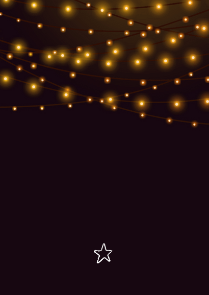 Zakelijke kerstkaart fotocollage in kerstboomvorm en lampjes Achterkant