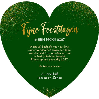 Zakelijke kerstkaart hart met jaartal kerstballen stippen Achterkant