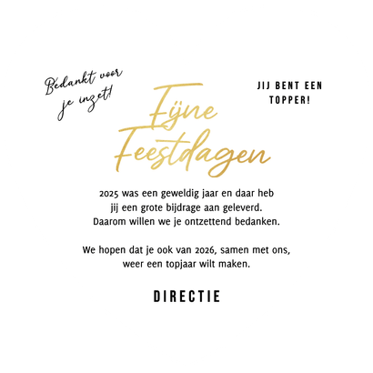 Zakelijke kerstkaart hartvorm bedankt sprankelend goud Achterkant